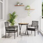 Garten Bistro Set 3 pcs Schwarz Poly-Rattan