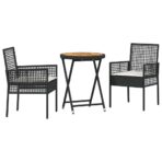 Garten Bistro Set 3 pcs Schwarz Poly-Rattan – Bild 2