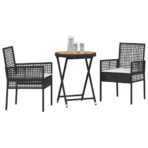 Garten Bistro Set 3 pcs Schwarz Poly-Rattan – Bild 3