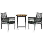 Garten Bistro Set 3 pcs Schwarz Poly-Rattan – Bild 7