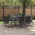 Garten Essgruppe 9 pcs Schwarz Stahl