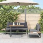 Garten Essgruppe 3 pcs Anthrazit Stahl