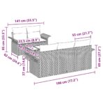 Sofa Set mit Kissen 6 pcs Schwarz Poly-Rattan – Bild 11