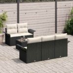 Sofa Set mit Kissen 6 pcs Schwarz Poly-Rattan – Bild 3