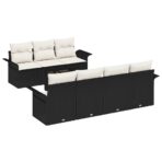Gartensofa-set mit Kissen 8 pcs Schwarz Poly-Rattan – Bild 2