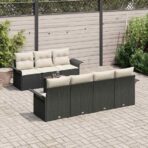 Gartensofa-set mit Kissen 8 pcs Schwarz Poly-Rattan – Bild 3