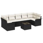 Gartensofa-set mit Kissen 8 pcs Schwarz Poly-Rattan – Bild 2