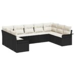 Gartensofa-set mit Kissen Schwarz Poly-Rattan – Bild 2