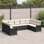 Gartensofa-set mit Kissen Schwarz Poly-Rattan – Bild 3