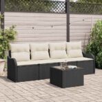 Gartensofa-set Schwarz Poly-Rattan
