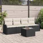 Gartensofa-set Schwarz Poly-Rattan