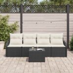 Gartensofa-set Schwarz Poly-Rattan – Bild 3