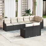 Gartensofa-set 8 pcs Schwarz Poly-Rattan