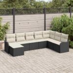 Gartensofa-set Schwarz Poly-Rattan