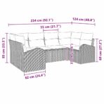 Gartensofa-set mit Kissen 6 pcs Schwarz Poly Rattan – Bild 11