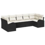 Gartensofa-set mit Kissen 7 pcs Schwarz Poly Rattan – Bild 2
