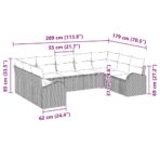 Sofa Set mit Kissen 9 pcs Schwarz Poly Rattan – Bild 11