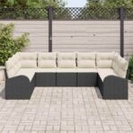 Sofa Set mit Kissen 9 pcs Schwarz Poly Rattan – Bild 3