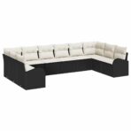Sofa Set mit Kissen 10 pcs Schwarz Polyrattan – Bild 2