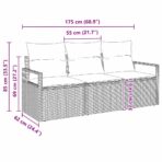 Sofa Set mit Kissen 3 pcs Schwarz Poly Rattan – Bild 7