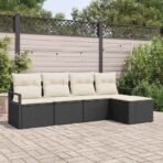 Sofa Set 5 pcs Schwarz Poly-Rattan