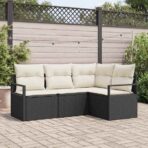 Sofa Set 4 pcs Schwarz Poly-Rattan