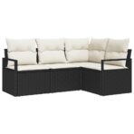 Sofa Set 4 pcs Schwarz Poly-Rattan – Bild 2
