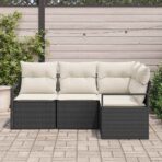 Sofa Set 4 pcs Schwarz Poly-Rattan – Bild 3