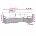 Sofa Set mit Kissen 5 pcs Schwarz Poly Rattan – Bild 8