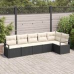 Sofa Set 6 pcs Schwarz Poly-Rattan