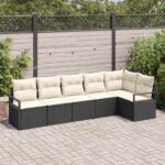 Sofa Set 6 pcs Schwarz Poly-Rattan