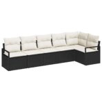 Sofa Set 6 pcs Schwarz Poly-Rattan – Bild 2