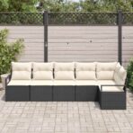Sofa Set 6 pcs Schwarz Poly-Rattan – Bild 3