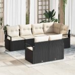 Sofa Set 7 pcs Schwarz Poly-Rattan