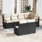 Sofa Set 7 pcs Schwarz Poly-Rattan