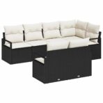 Sofa Set 7 pcs Schwarz Poly-Rattan – Bild 2