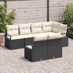 Sofa Set 7 pcs Schwarz Poly-Rattan – Bild 3