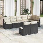 Sofa Set 8 pcs Schwarz Poly-Rattan