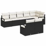 Sofa Set 8 pcs Schwarz Poly-Rattan – Bild 2