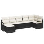 Sofa Set mit Kissen 7 pcs Schwarz Poly Rattan – Bild 2