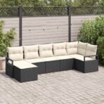 Sofa Set mit Kissen 7 pcs Schwarz Poly Rattan – Bild 3