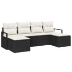 Sofa Set 6 pcs Schwarz Poly-Rattan – Bild 2