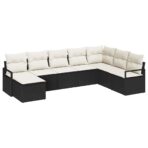 Sofa Set mit Kissen 8 pcs Schwarz Poly Rattan – Bild 2