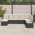 Sofa Set mit Kissen 8 pcs Schwarz Poly Rattan – Bild 3