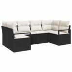 Sofa Set mit Kissen 6 pcs Schwarz Poly Rattan – Bild 2