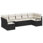 Sofa Set mit Kissen 7 pcs Schwarz Poly Rattan – Bild 2