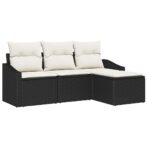 Sofa Set mit Kissen 4 pcs Schwarz Poly Rattan – Bild 2