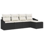 Sofa Set mit Kissen 5 pcs Schwarz Poly-Rattan – Bild 2