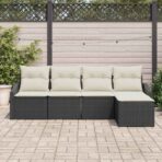 Sofa Set mit Kissen 5 pcs Schwarz Poly-Rattan – Bild 3