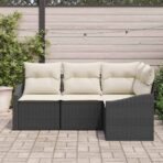 Sofa Set mit Kissen 4 pcs Schwarz Poly Rattan – Bild 3